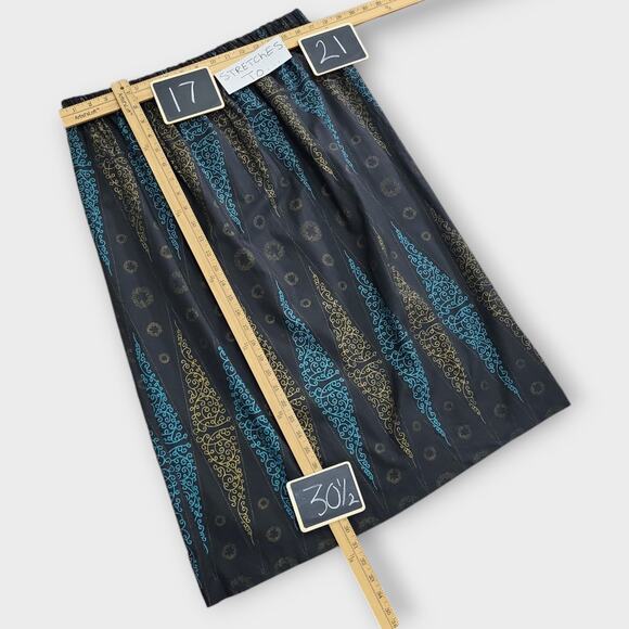 Black Diamond Print Skirt Womens XL Pull On Below Knee Casual Office Par… - Picture 3 of 10